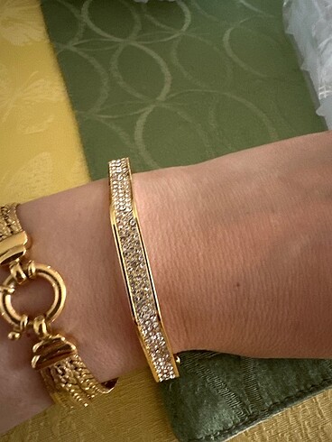Swarovski gold bileklik