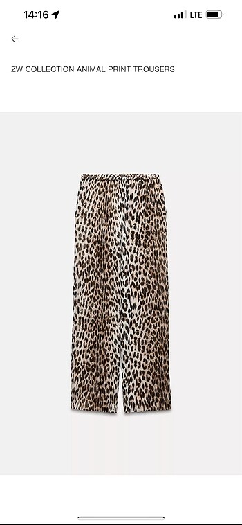 Zara Zara şifon leopar desen plaj pantolonu