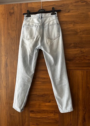Zara Zara Buz mavisi Yırtık Mom Jean