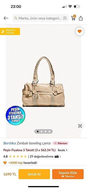 Bershka zımbalı bowling çanta