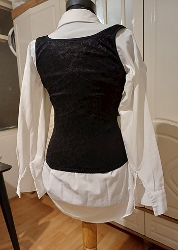 Düğmeli Siyah Gotik Straplez Büstiyer - Görsel 4