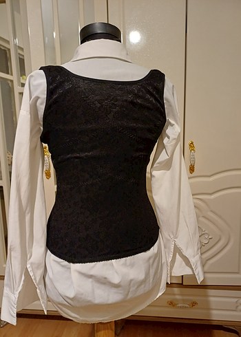 Düğmeli Siyah Gotik Straplez Büstiyer - Görsel 3