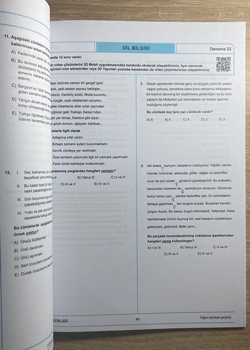 Beden Renk 3D TYT Dil Bilgisi Simülasyon Denemeleri