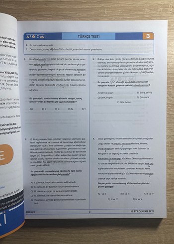 Apotemi Tyt Türkçe Deneme