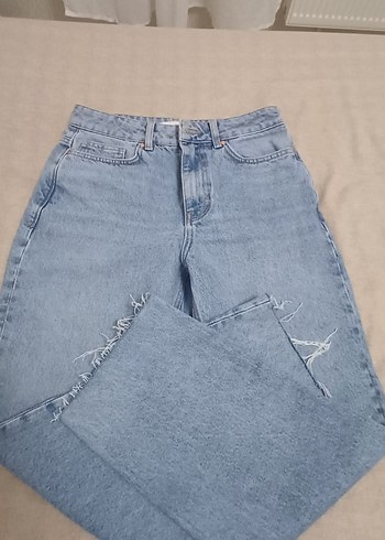Mango MANGO yuksek bel dar kesim buz mavisi jean