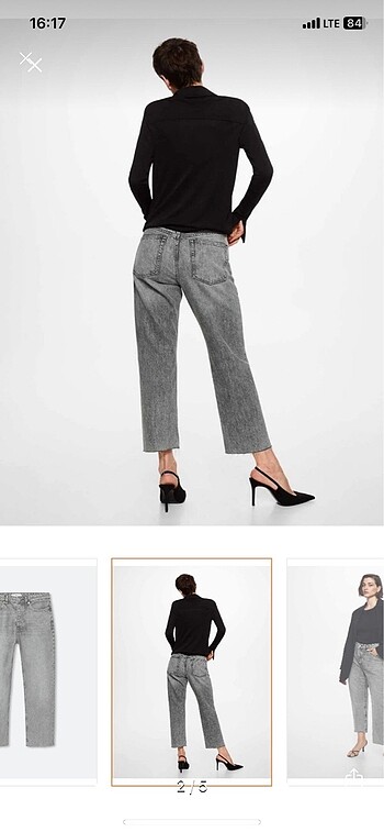 Mango Yüksek bel crop düz kesim jean