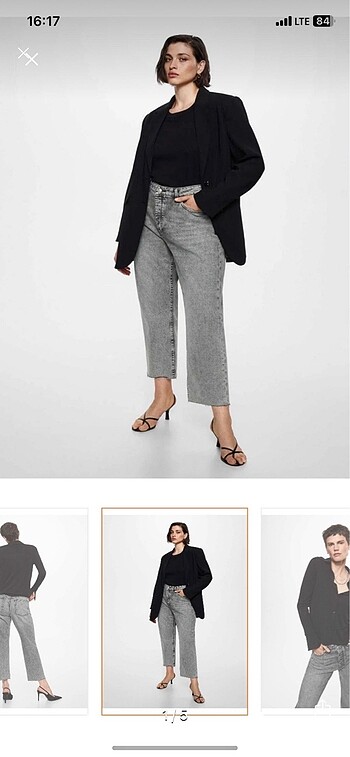 48 Beden Yüksek bel crop düz kesim jean