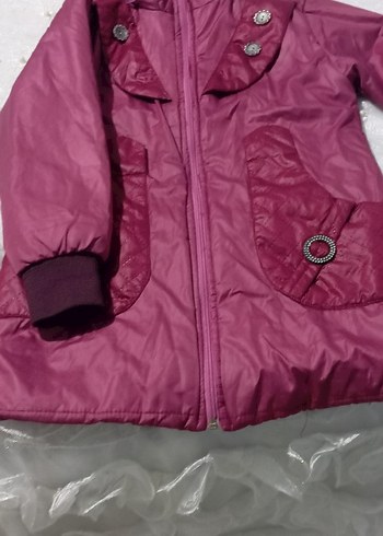 Uzun Pembe Kiz çocuk mont Fermuarlı - Görsel 2