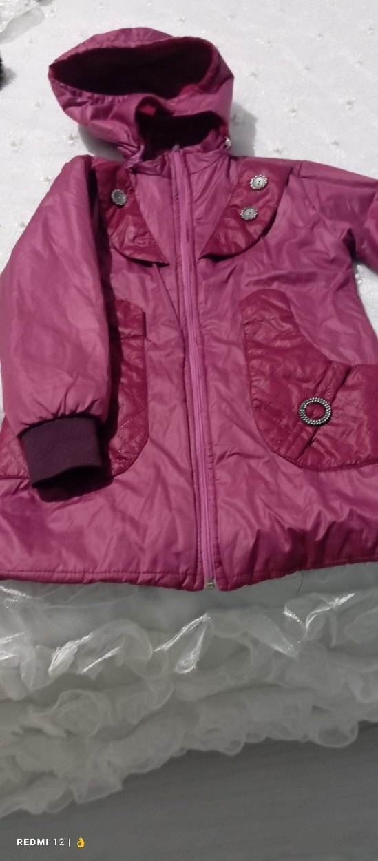 Uzun Pembe Kiz çocuk mont Fermuarlı - Görsel 2