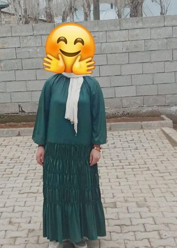 Yeşil Pilili Uzun Bohem Elbise 65:70kiloda giyildi bol kesim