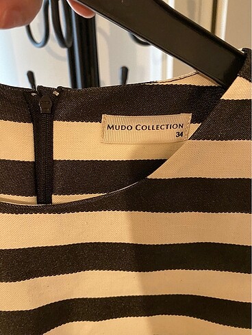 xs Beden Mudo collection siyah-beyaz çizgili elbise