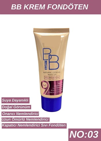 BB KREM NEMLENDİRİCİ FONDÖTEN No:03