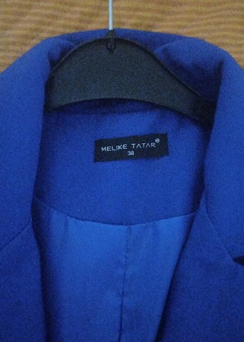 Kadın Mavi Düğmeli Midi Blazer Ceket - Görsel 3