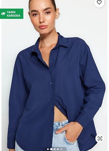 Lacivert gomlek oversize