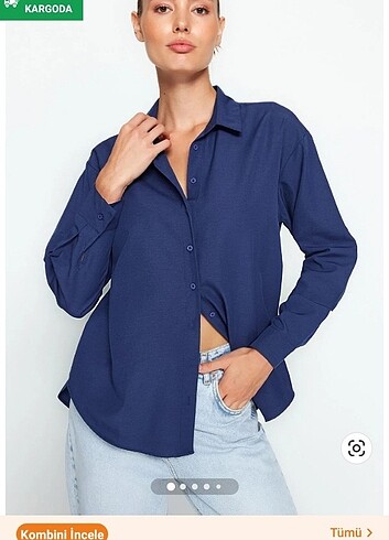 Trendyol & Milla Lacivert gomlek oversize
