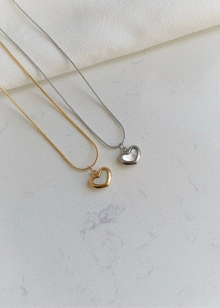 Kalpli Çelik Kolye Silver - Görsel 2