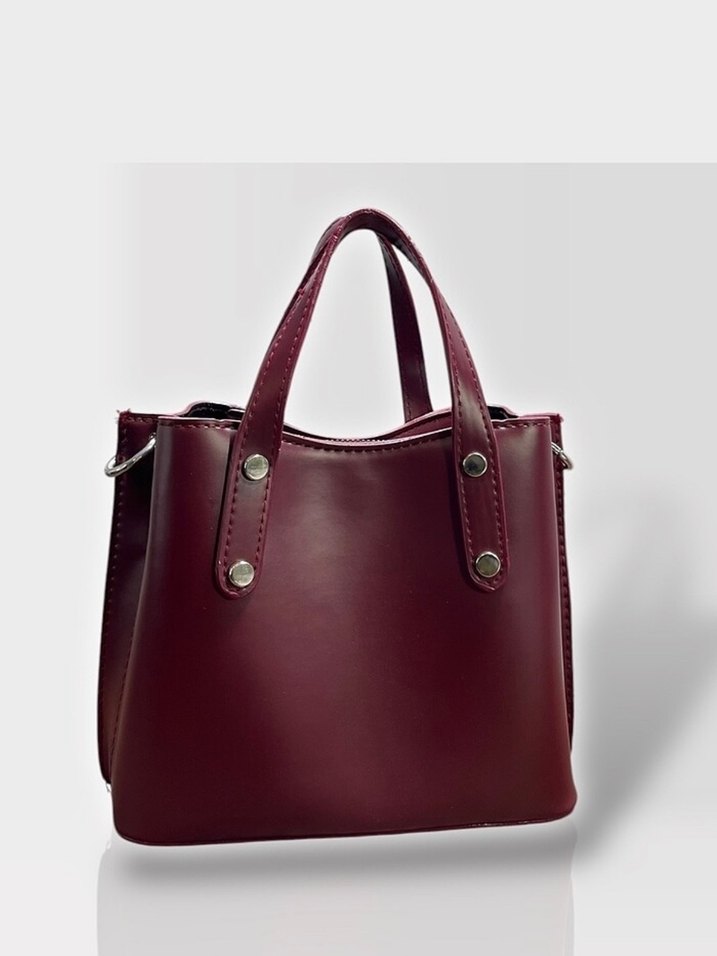 Bordo Deri Kadın El Çantası - Görsel 3