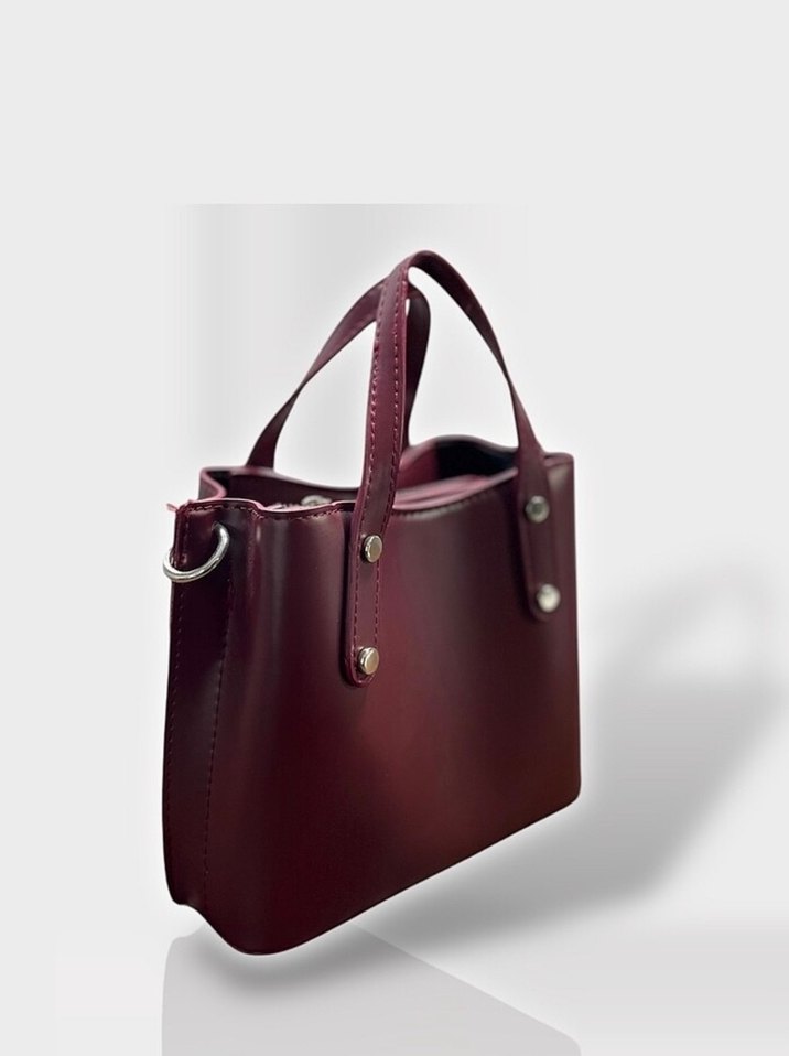 Bordo Deri Kadın El Çantası - Görsel 2