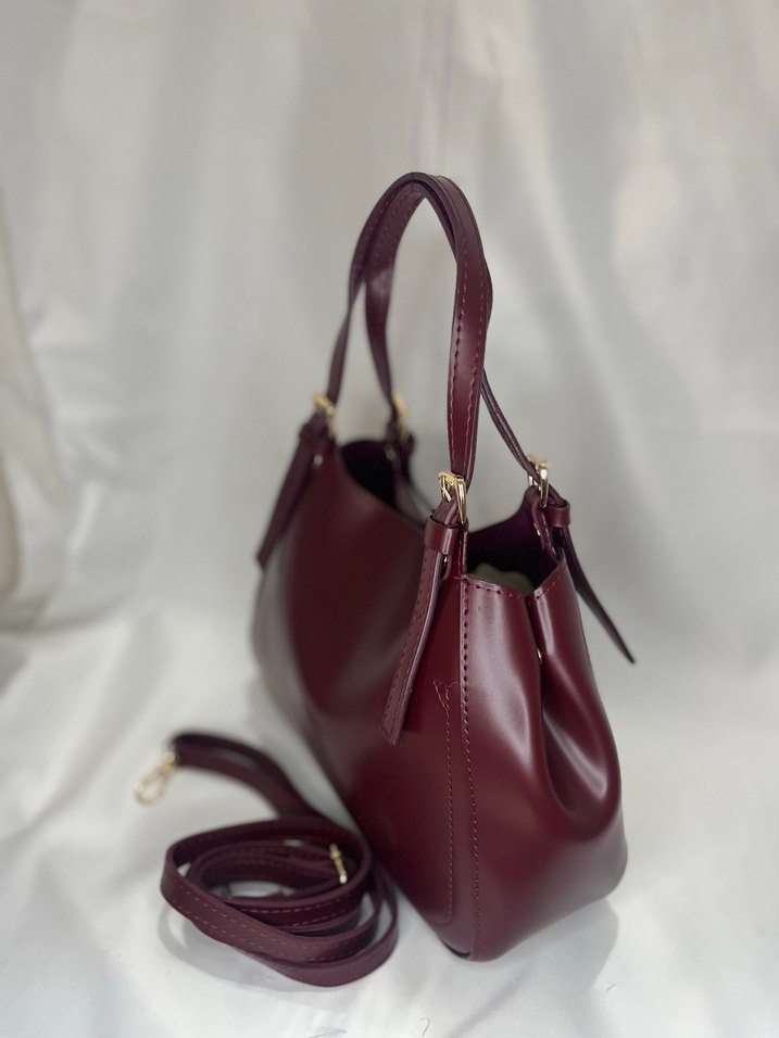 Bordo Parlak Deri Kadın Çanta - Görsel 2