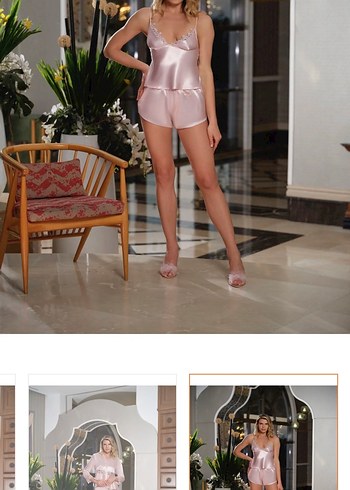 Siyah Dantelli Askılı Mini Pijama Takımı - Görsel 2