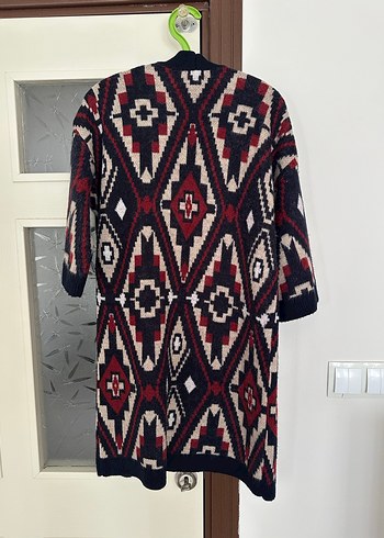 Bohem Desenli Uzun Örgü Hırka - Görsel 3