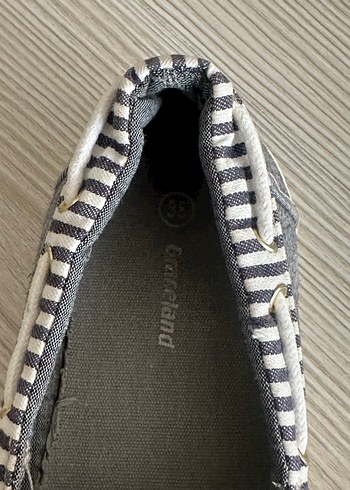 Gri Çizgili Bağcıklı Kadın  babet gibi loafer - Görsel 5