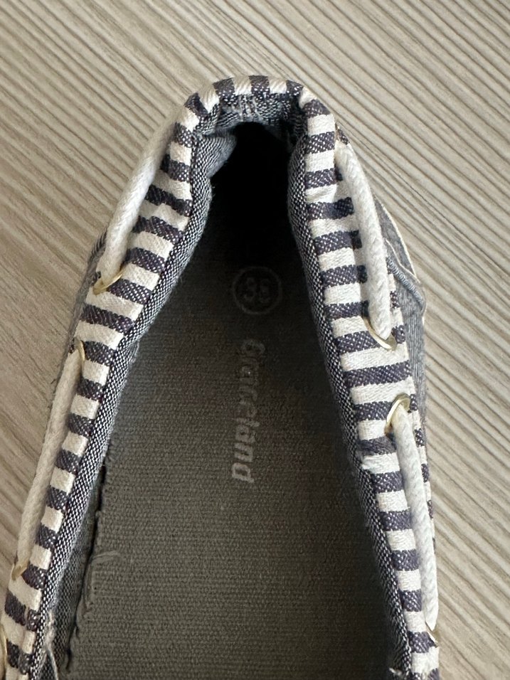 Gri Çizgili Bağcıklı Kadın  babet gibi loafer - Görsel 5