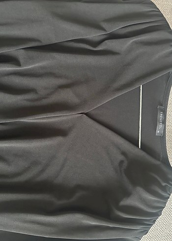 Siyah V Yaka Pilili Uzun Kollu Bluz - Görsel 8