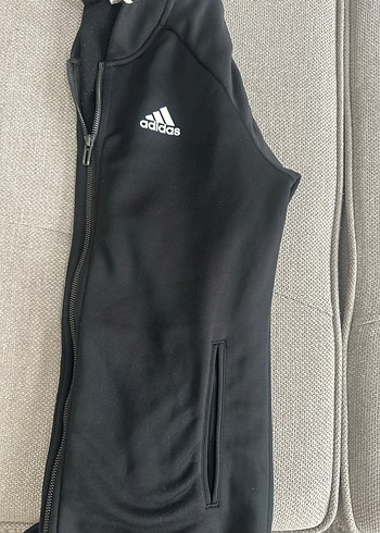 Siyah  orijinal Adidas Fermuarlı Kadın Spor üst - Görsel 3