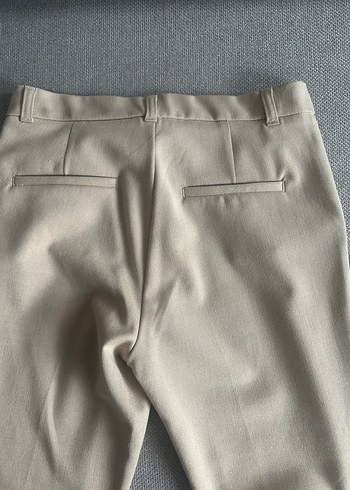 Bej Kadın Kumaş Pantolon Midi Boy Rahat Kesim - Görsel 6