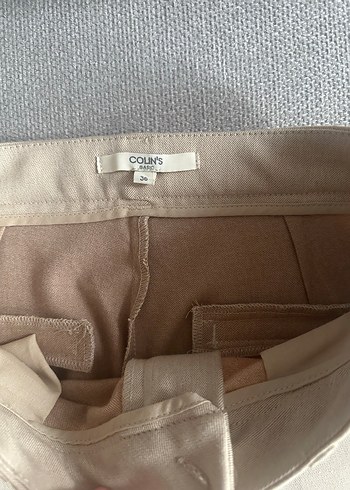 Bej Kadın Kumaş Pantolon Midi Boy Rahat Kesim - Görsel 8