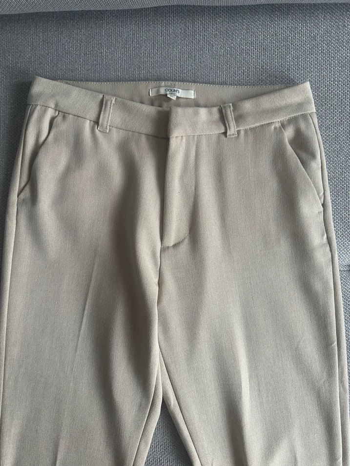 Bej Kadın Kumaş Pantolon Midi Boy Rahat Kesim - Görsel 4