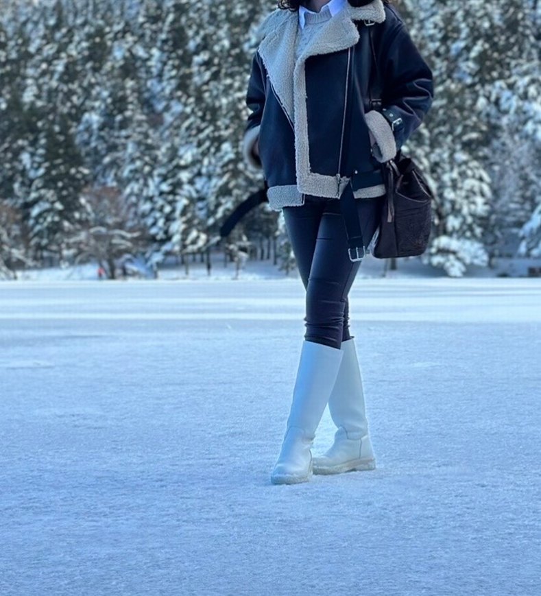 Kahverengi kürklü biker ceket - Görsel 2