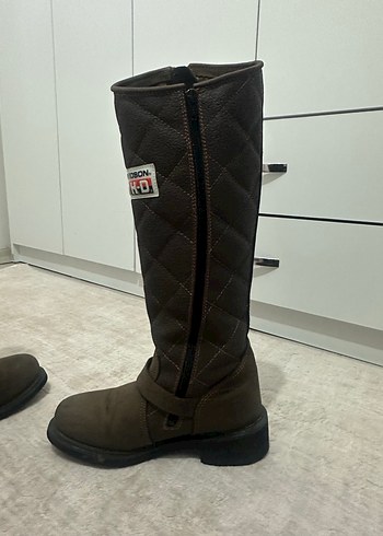 Kahverengi Deri Biker Dizüstü Bot - Görsel 5