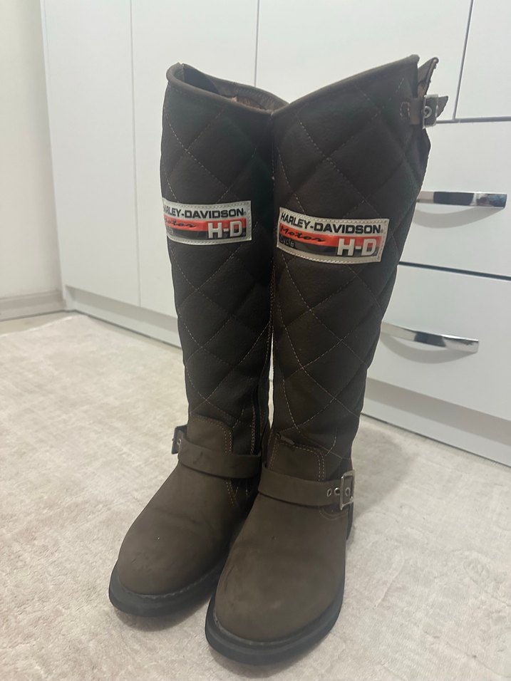 Kahverengi Deri Biker Dizüstü Bot - Görsel 2