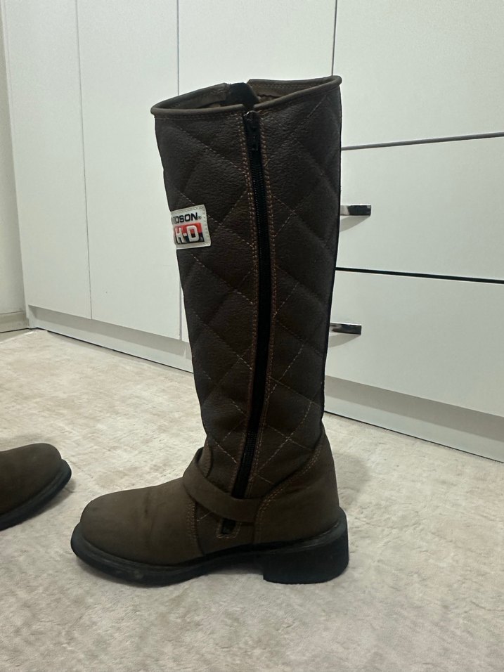 Kahverengi Deri Biker Dizüstü Bot - Görsel 5