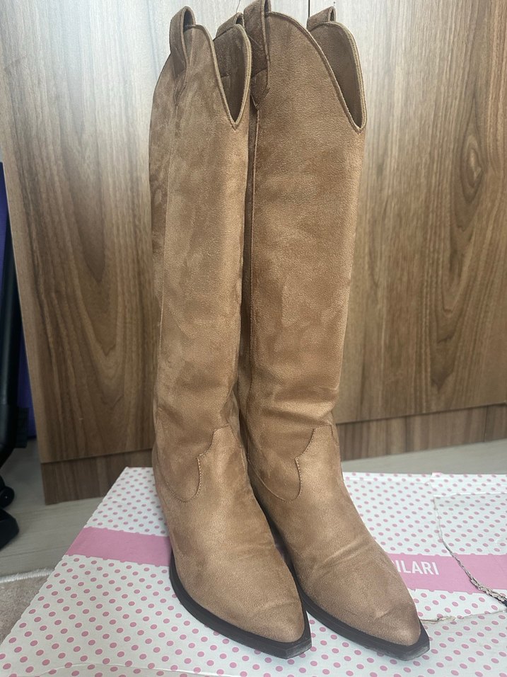 Kahverengi süet  Çizme - Görsel 3