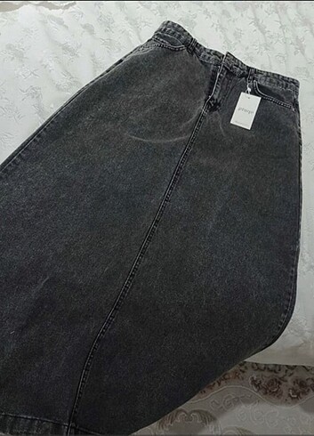 Suud Collection Praye gri uzun kot etek