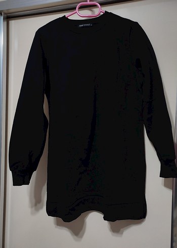 Siyah Kadın Uzun Kollu Sweatshirt tunik şardonlu