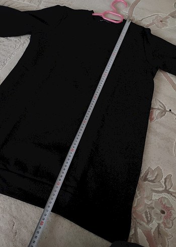 s Beden Siyah Kadın Uzun Kollu Sweatshirt tunik şardonlu