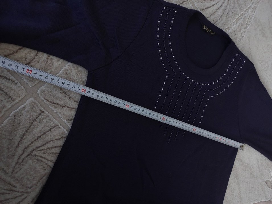 mor triko kazak bluz inci boncuk detaylı - Görsel 2