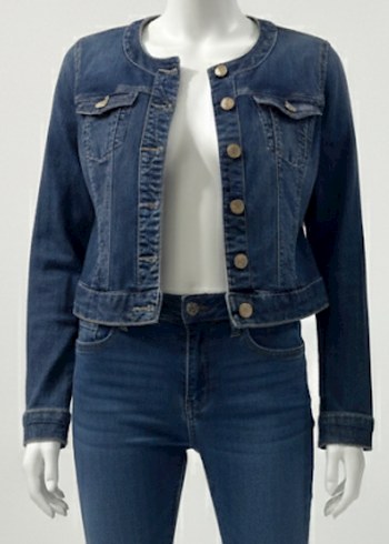 Kadın Lacivert Düğmeli Denim Ceket