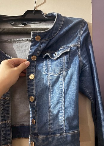 LC Waikiki Kadın Lacivert Düğmeli Denim Ceket