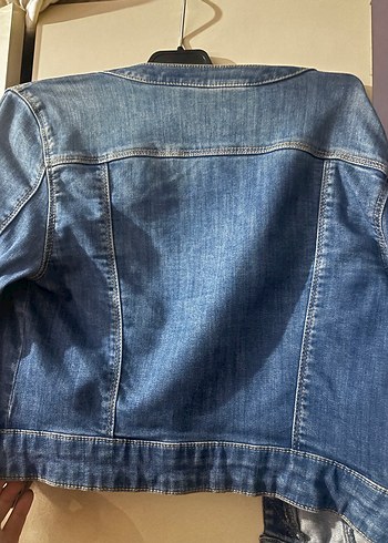 s Beden Kadın Lacivert Düğmeli Denim Ceket