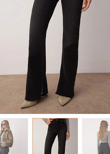 Gri Regular Fit Midi Kadın Kot Pantolon - Görsel 2