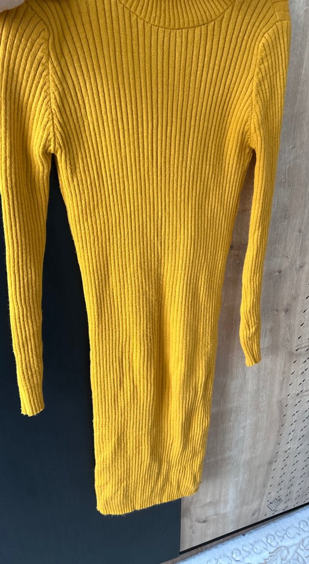 Sarı Balıkçı Yaka Triko Kadın Kazak - Görsel 2