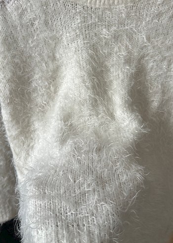 Örgü Detaylı Bohem Beyaz Kadın Kazak - Görsel 2