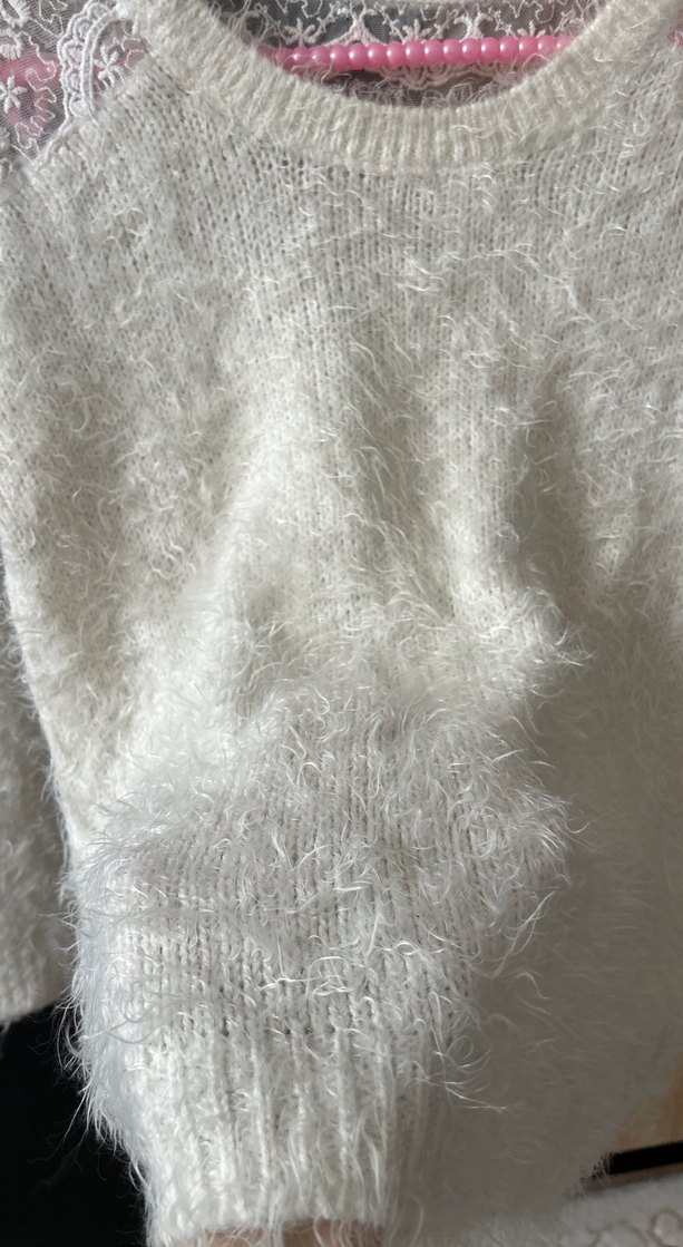 Örgü Detaylı Bohem Beyaz Kadın Kazak - Görsel 2