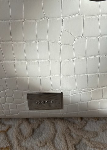 Beyaz Deri Yılan Desenli Kadın Çanta - Görsel 2