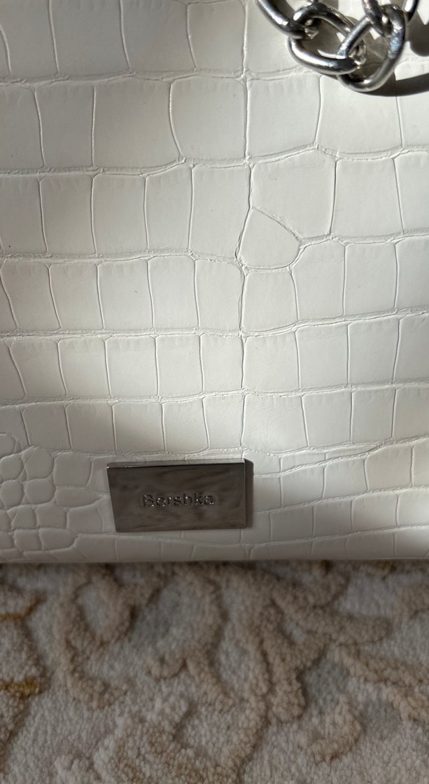 Beyaz Deri Yılan Desenli Kadın Çanta - Görsel 2